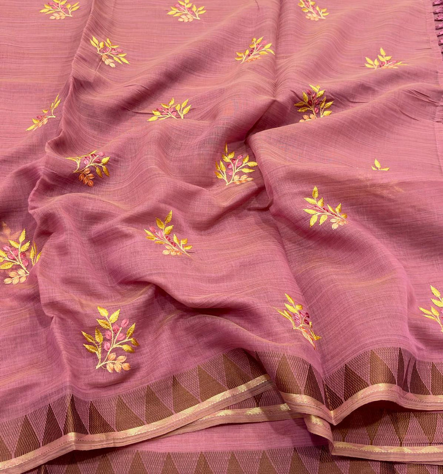 Premium soft linen embroidery blouse