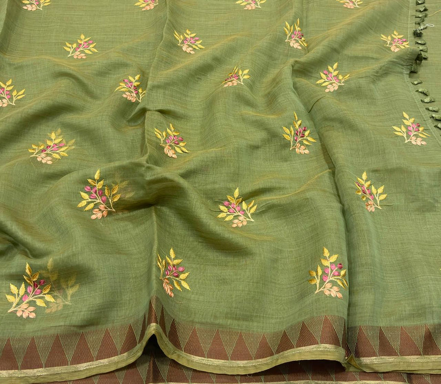 Premium soft linen embroidery blouse