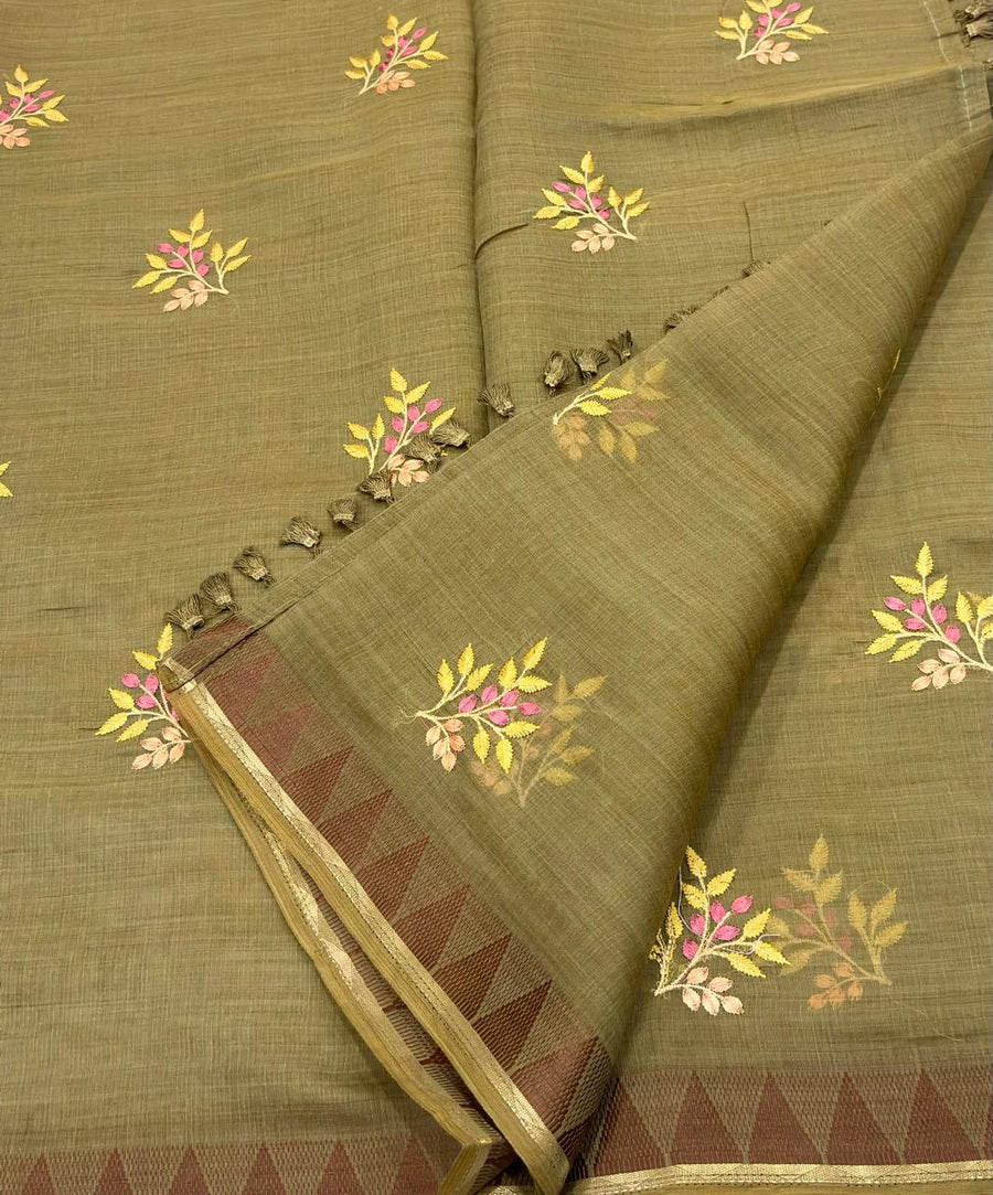 Premium soft linen embroidery blouse