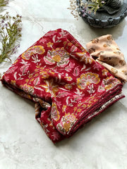 Stunning kalamkari printed pure georgette saree