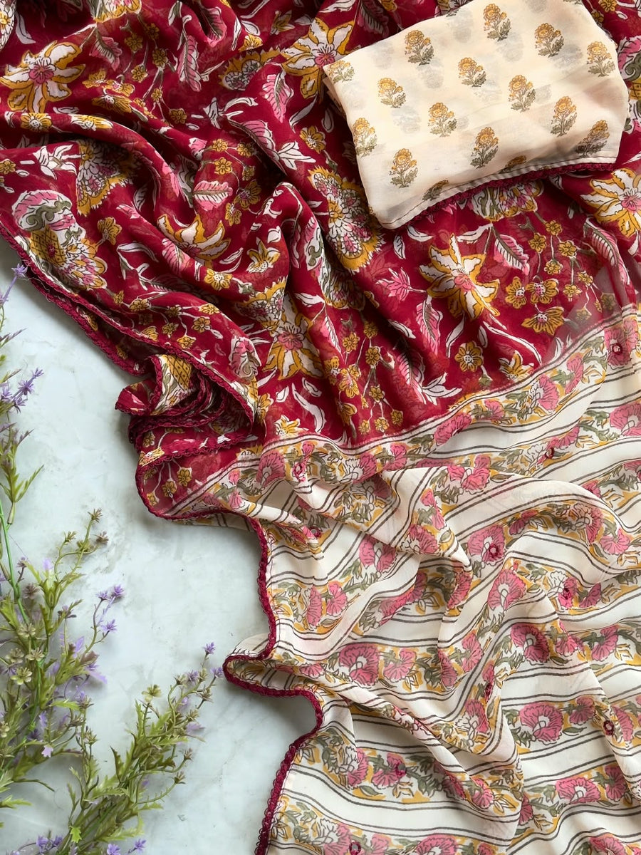 Stunning kalamkari printed pure georgette saree