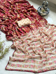 Stunning kalamkari printed pure georgette saree