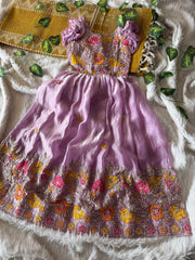 Elegant partywear gown for girls featuring premium space silk fabric