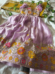 Elegant partywear gown for girls featuring premium space silk fabric