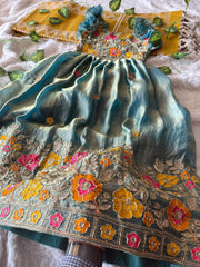 Elegant partywear gown for girls featuring premium space silk fabric