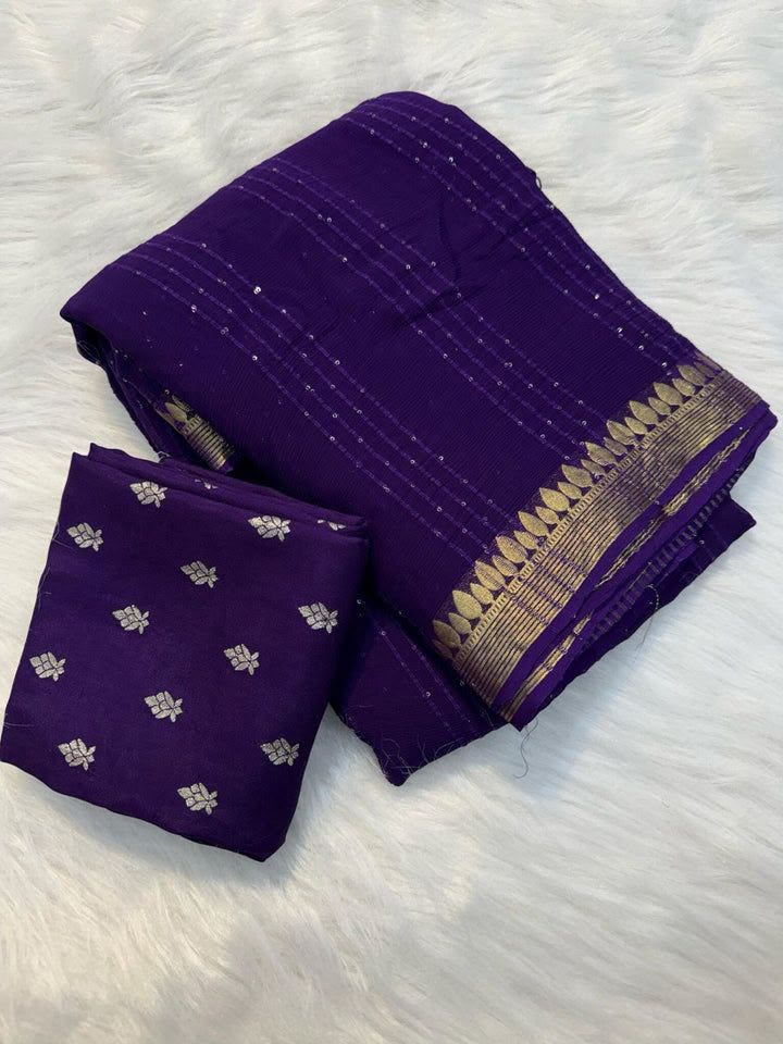 Viscose Georgette Sequence Worked Saree