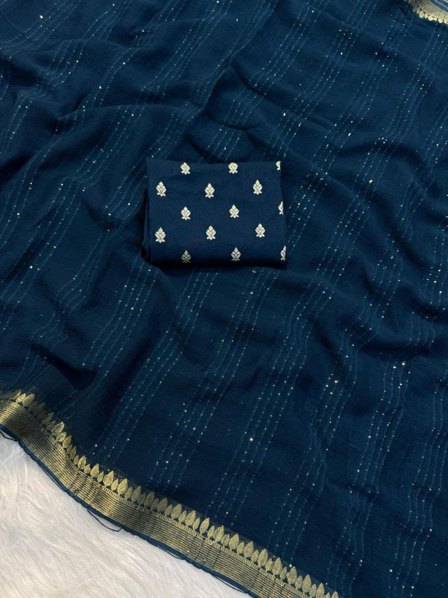 Viscose Georgette Sequence Worked Saree