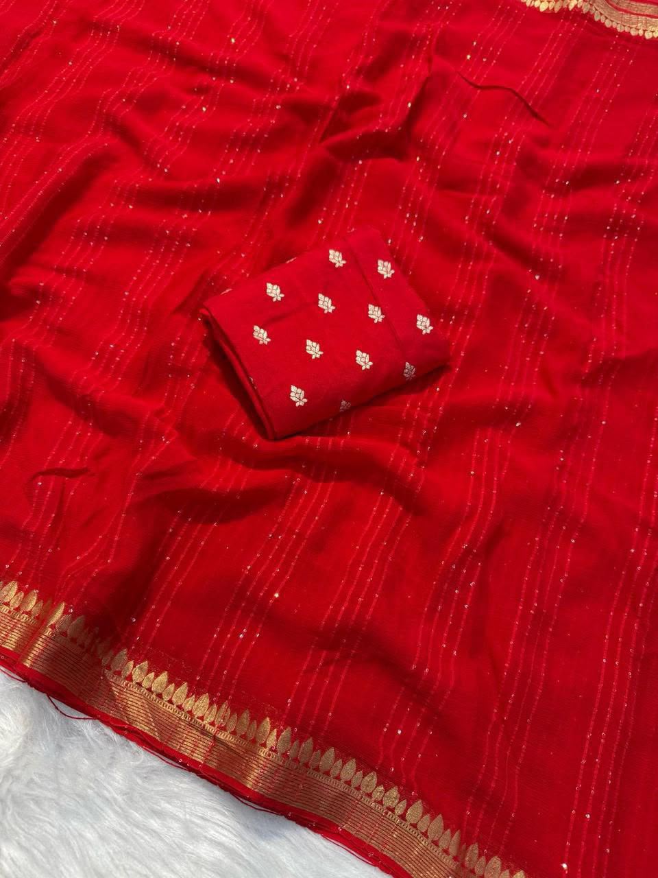 Viscose Georgette Sequence Worked Saree
