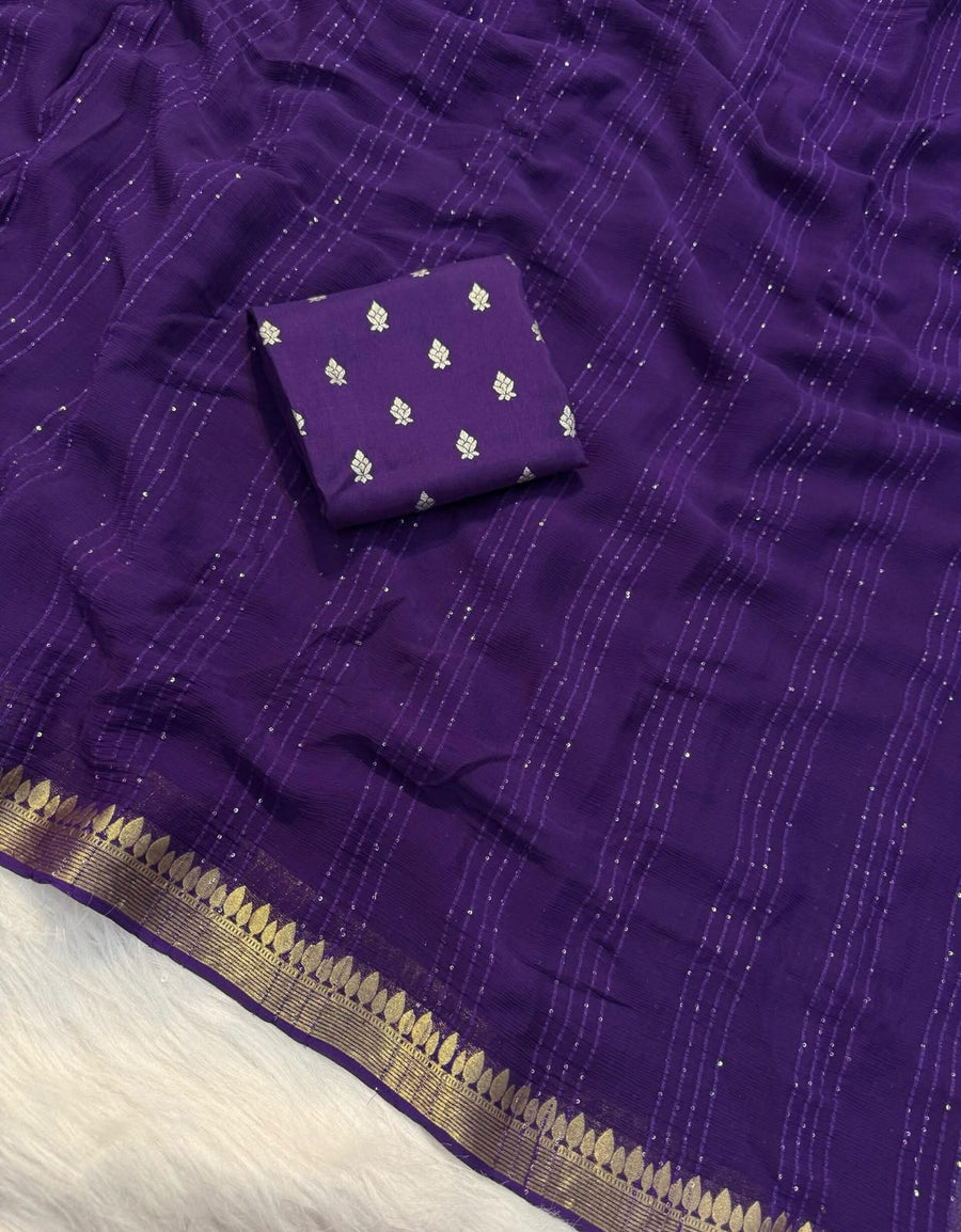 Viscose Georgette Sequence Worked Saree