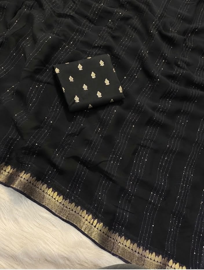 Viscose Georgette Sequence Worked Saree