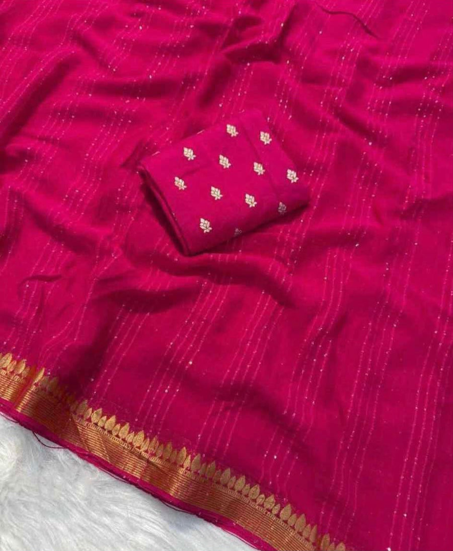 Viscose Georgette Sequence Worked Saree
