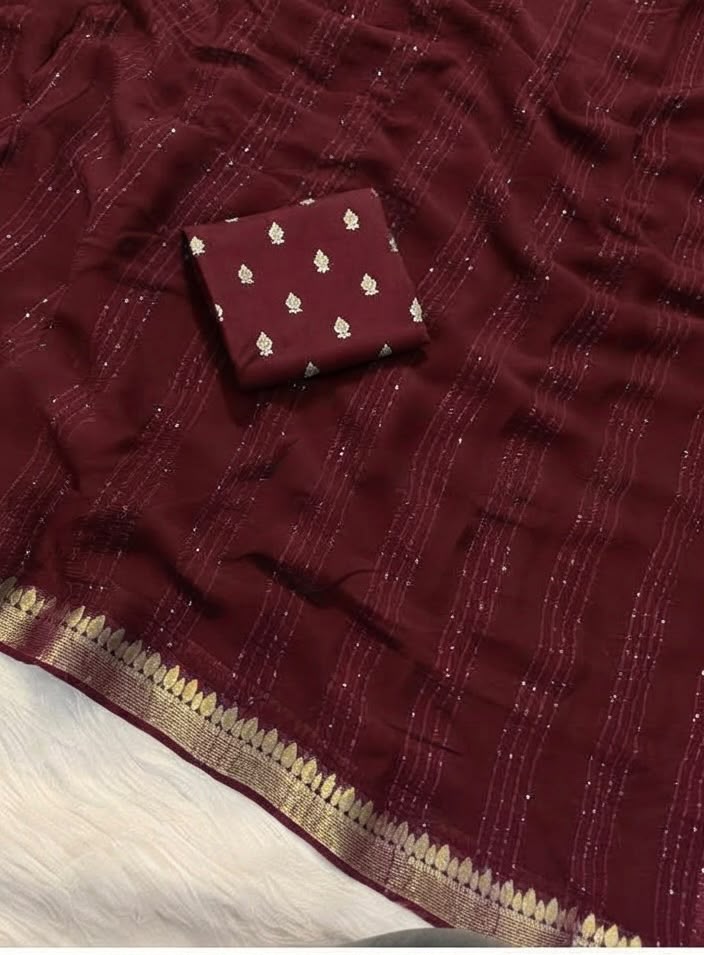 Viscose Georgette Sequence Worked Saree