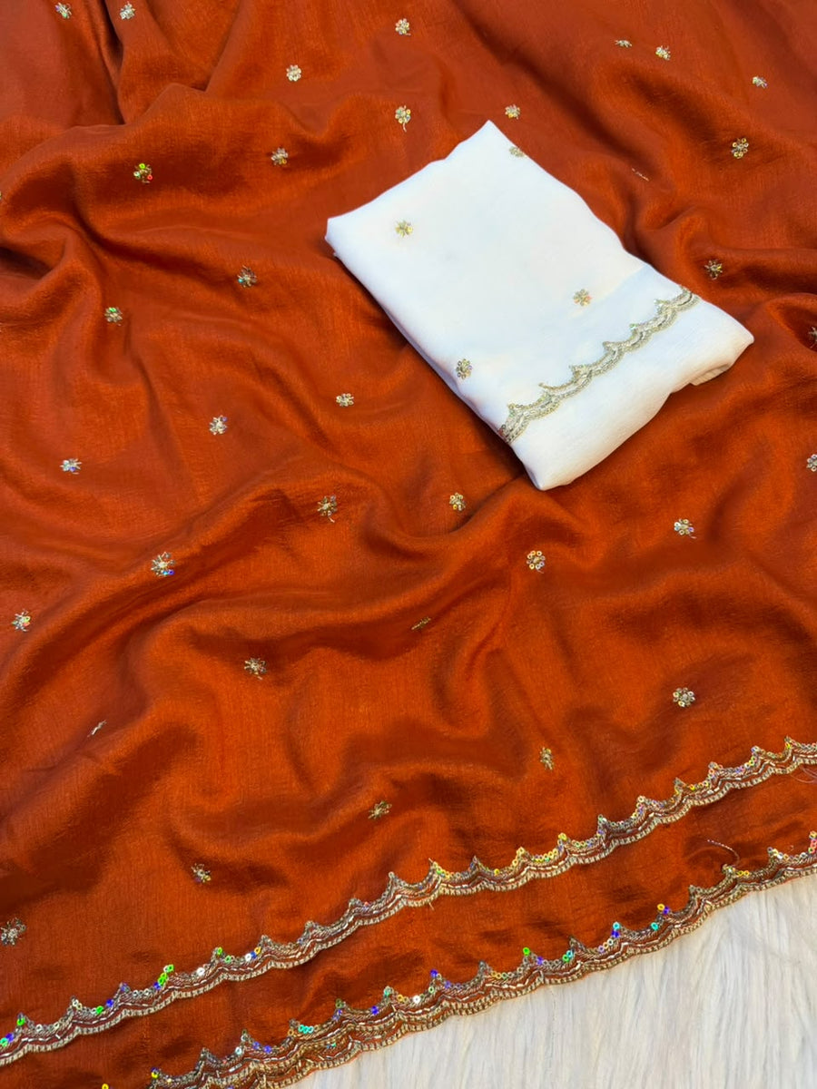 Grand party wear vichitra silk sare