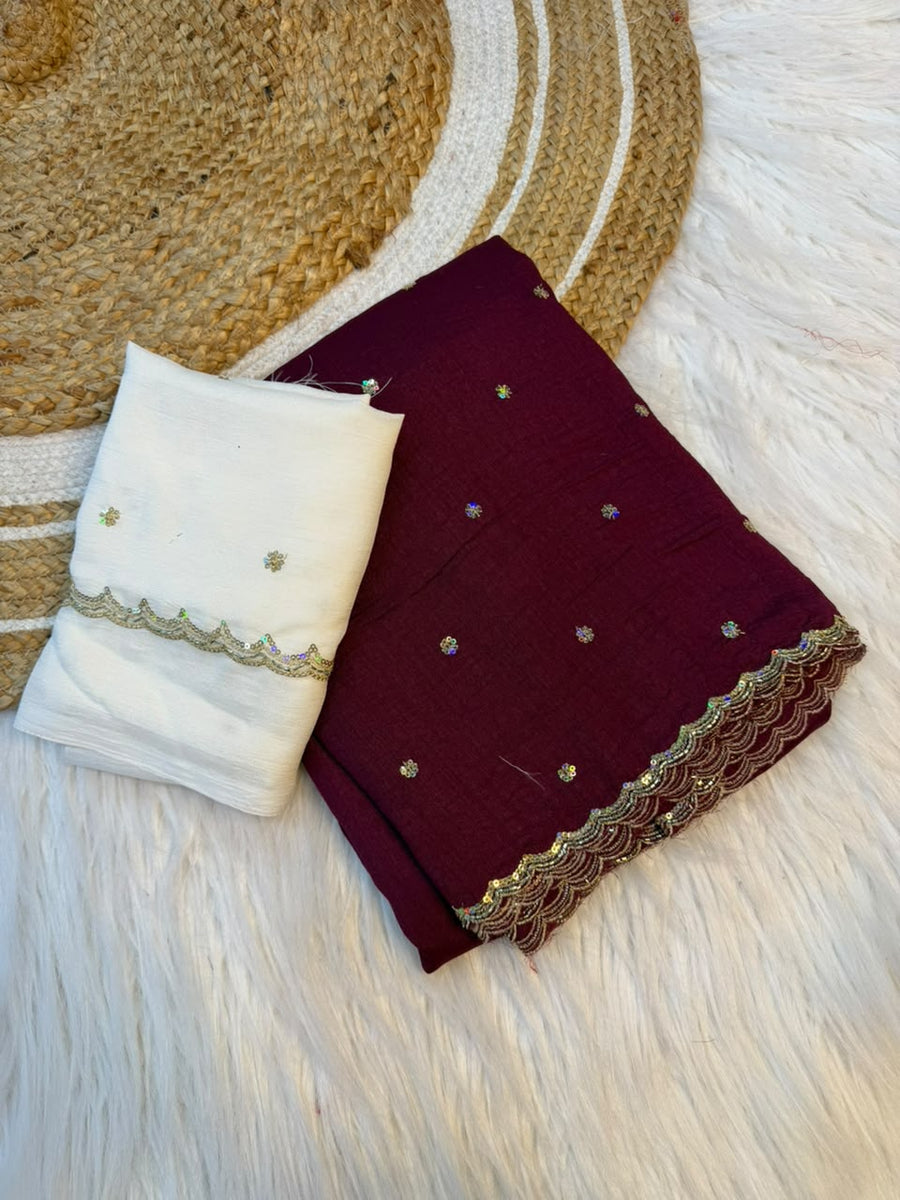 Grand party wear vichitra silk sare