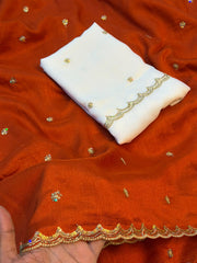 Grand party wear vichitra silk sare