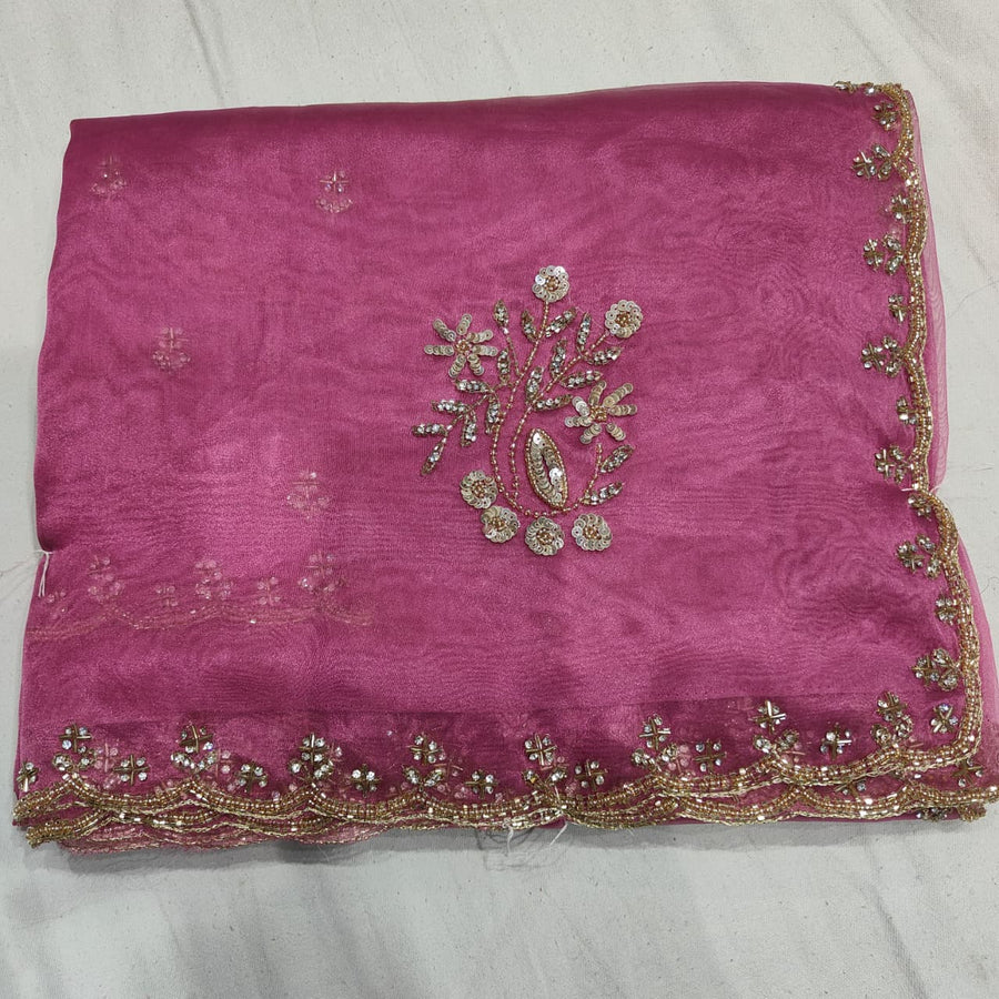 Beautiful handwork saree with blouse piece
