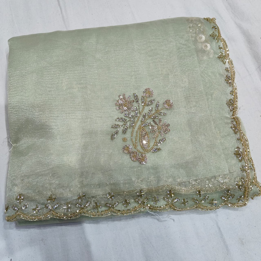 Beautiful handwork saree with blouse piece