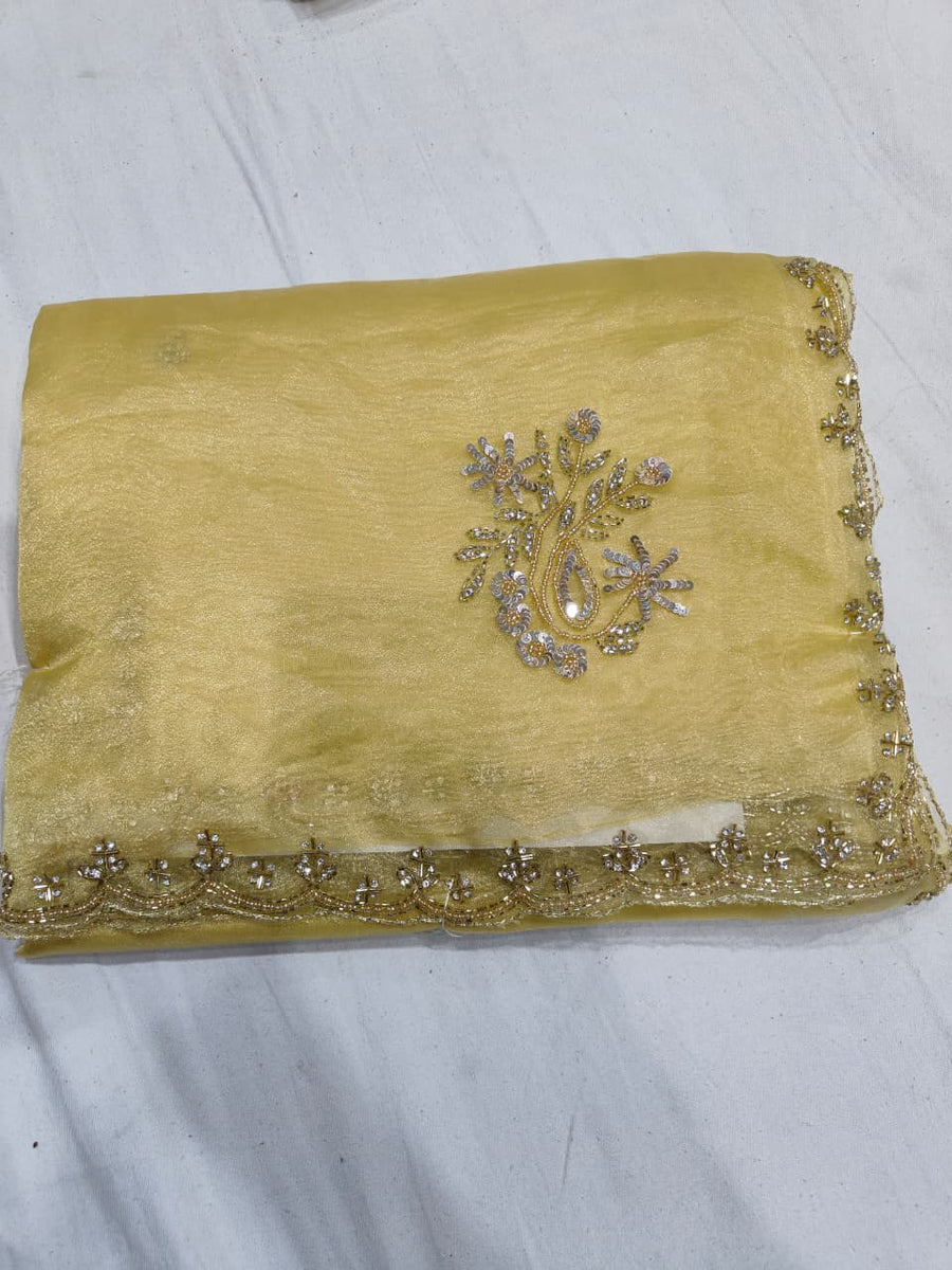 Beautiful handwork saree with blouse piece