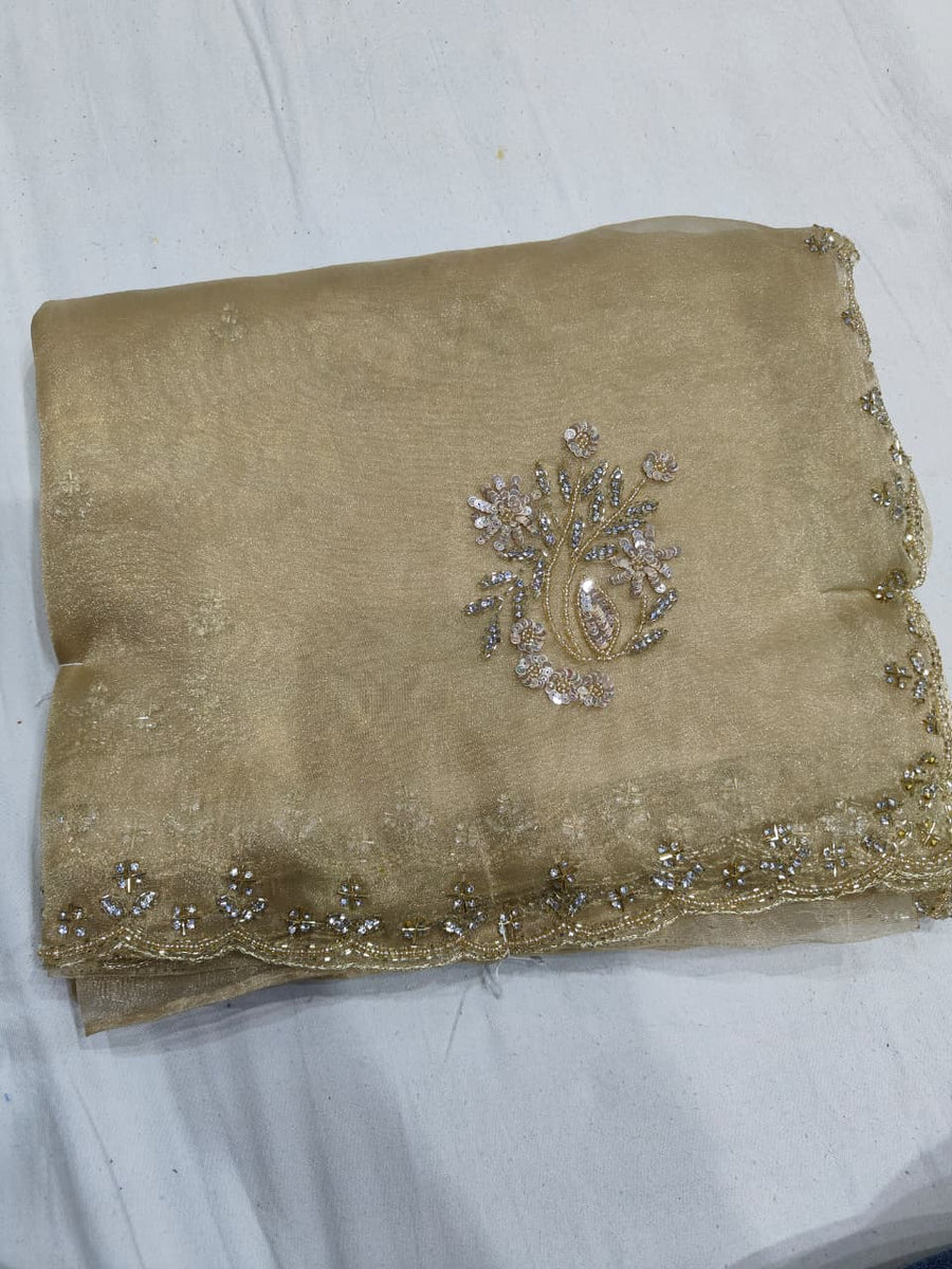 Beautiful handwork saree with blouse piece