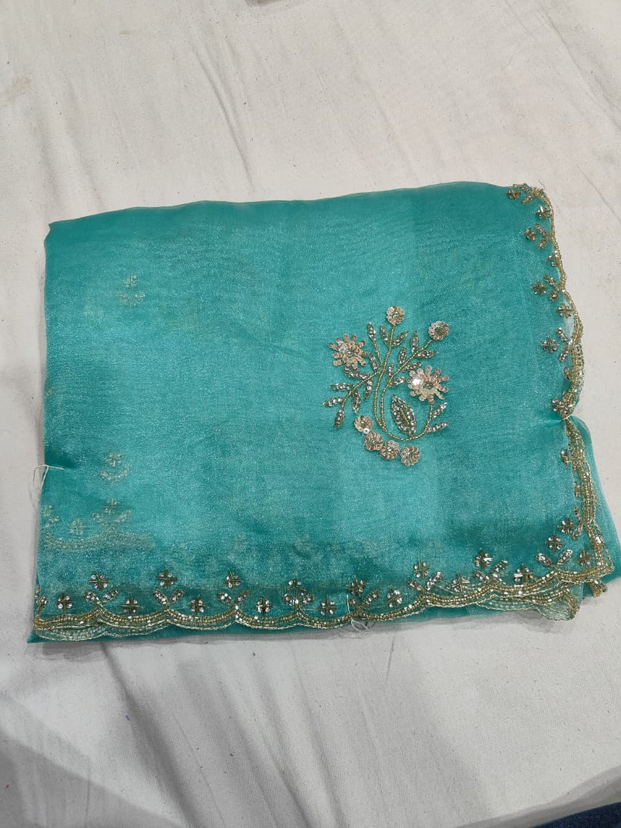 Beautiful handwork saree with blouse piece