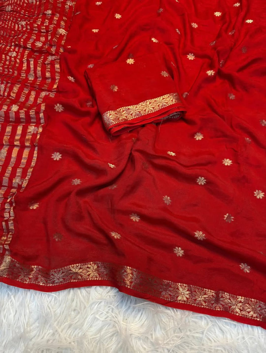 Pure viscose weaving jacquard saree