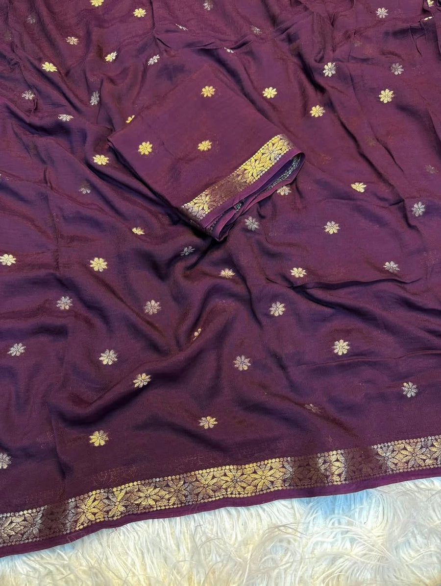 Pure viscose weaving jacquard saree