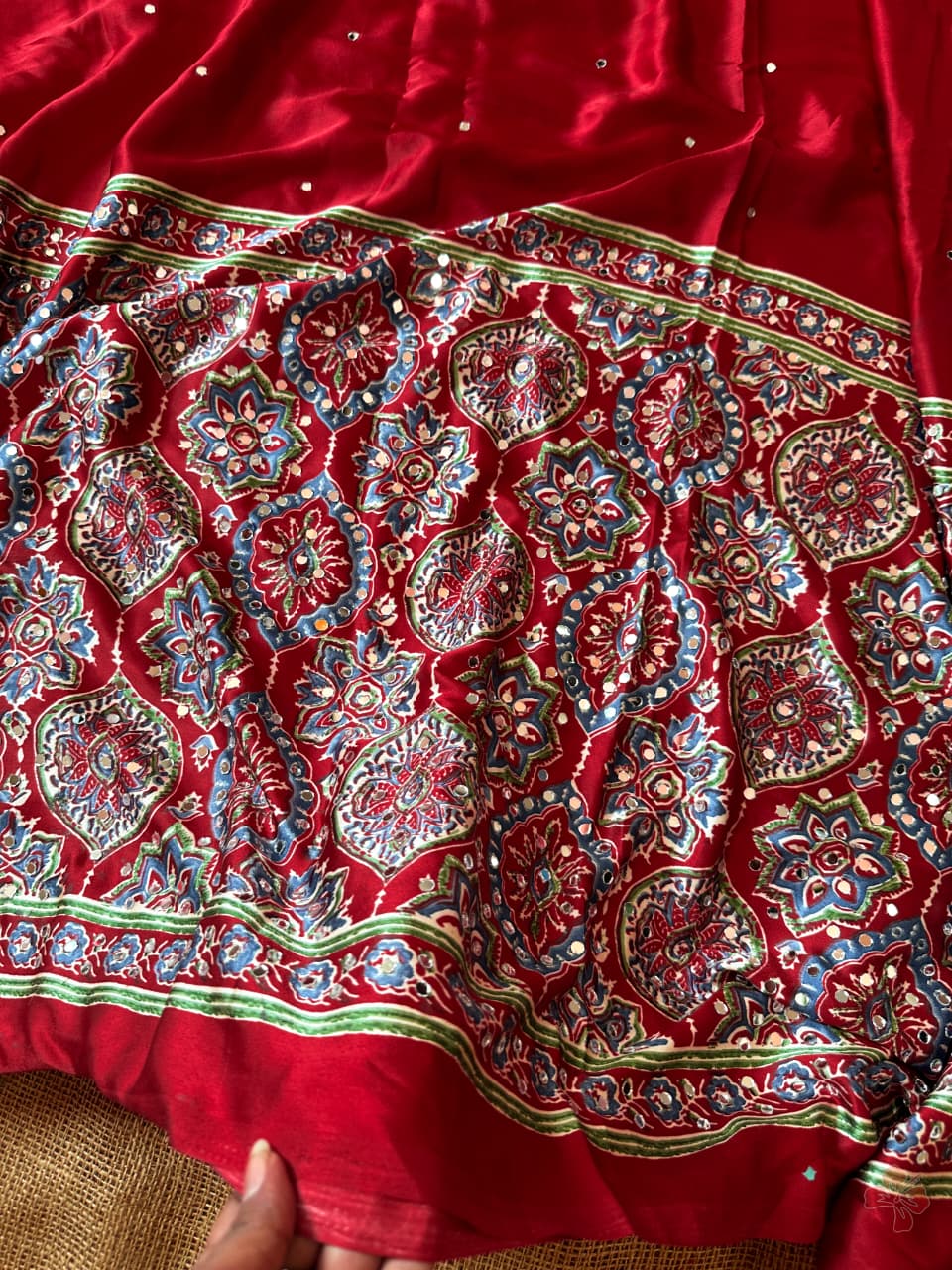 pure viscose with Ajrakh printed semi-pure modal silk
