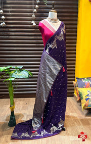Pure viscose crepe moonga silk saree