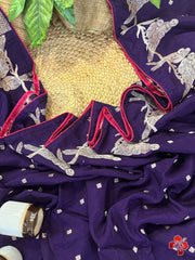 Pure viscose crepe moonga silk saree