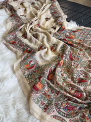 Premium Linen Mirror Saree