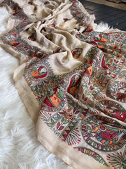 Premium Linen Mirror Saree