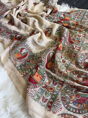 Premium Linen Mirror Saree