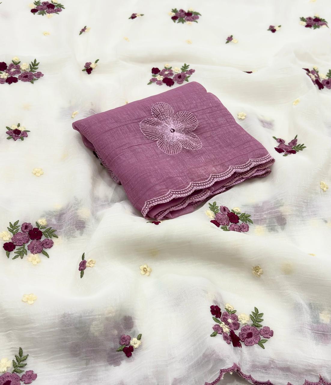 chiffon crush silk saree