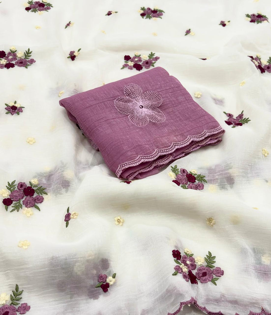 chiffon crush silk saree