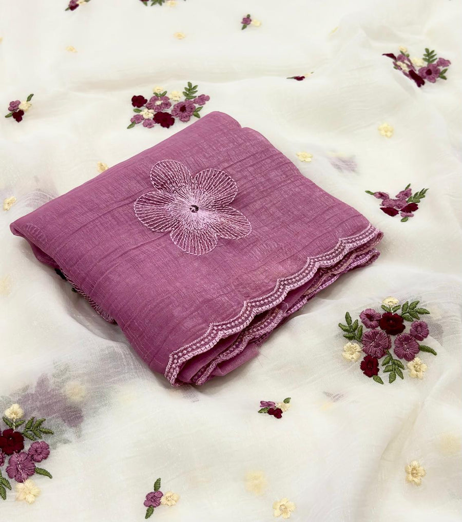chiffon crush silk saree