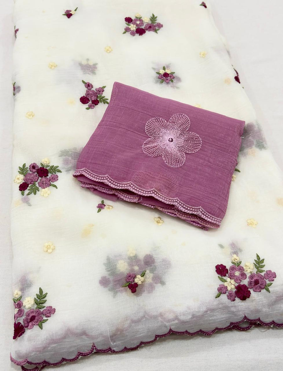 chiffon crush silk saree