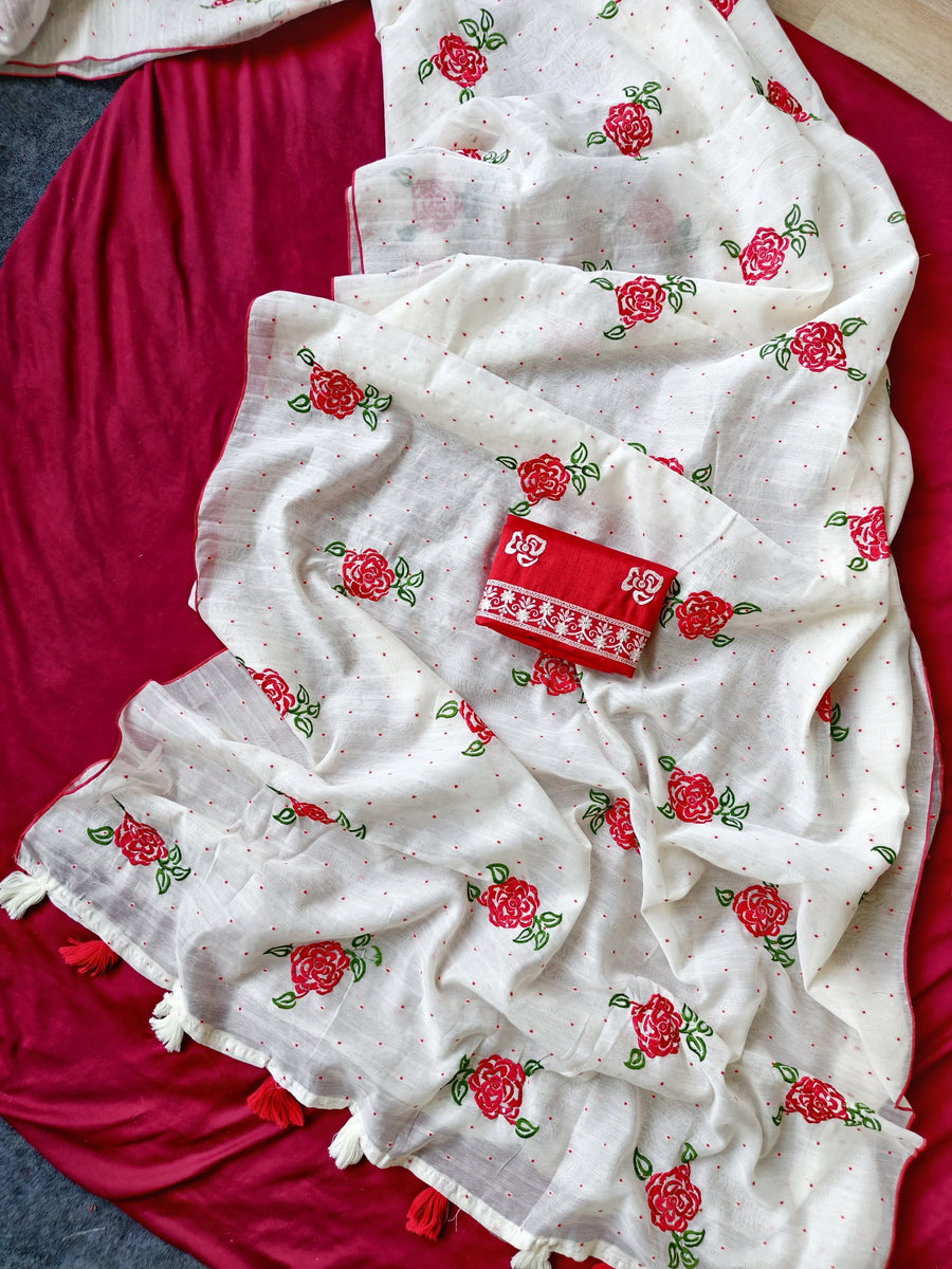 Linen-cotton saree