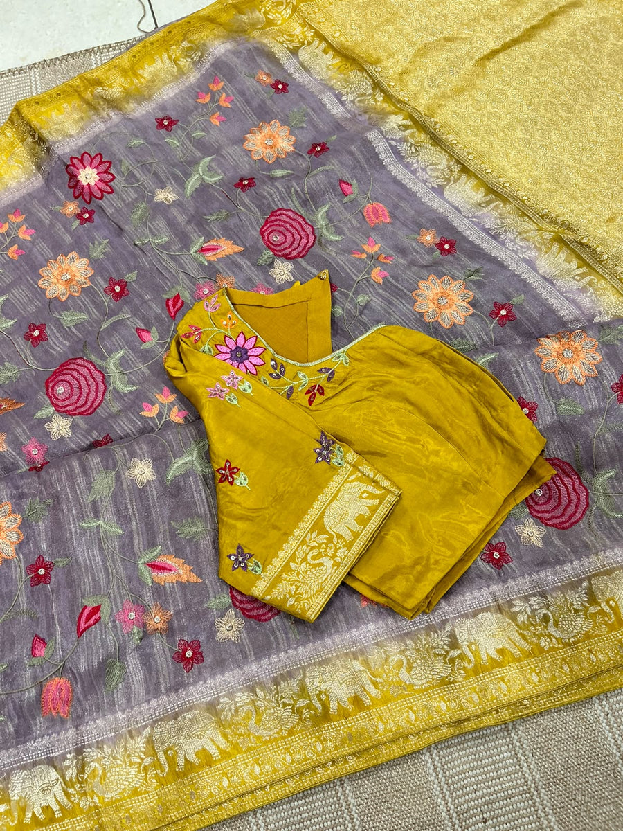 pure tissue georgette saree
