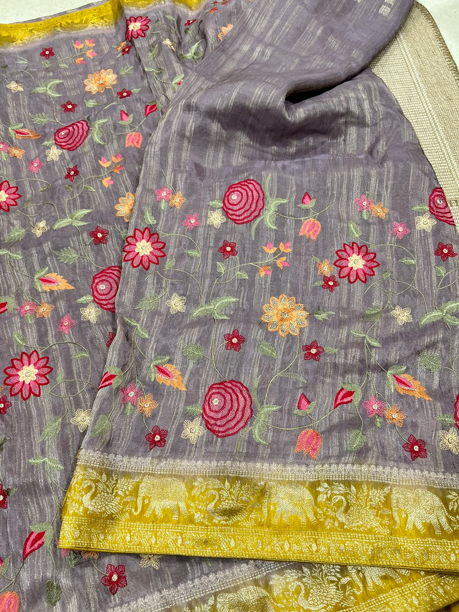 pure tissue georgette saree