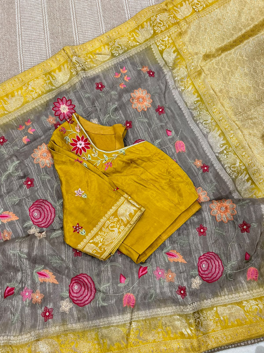 pure tissue georgette saree