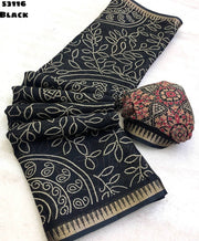 Elegant dull moss chiffon saree