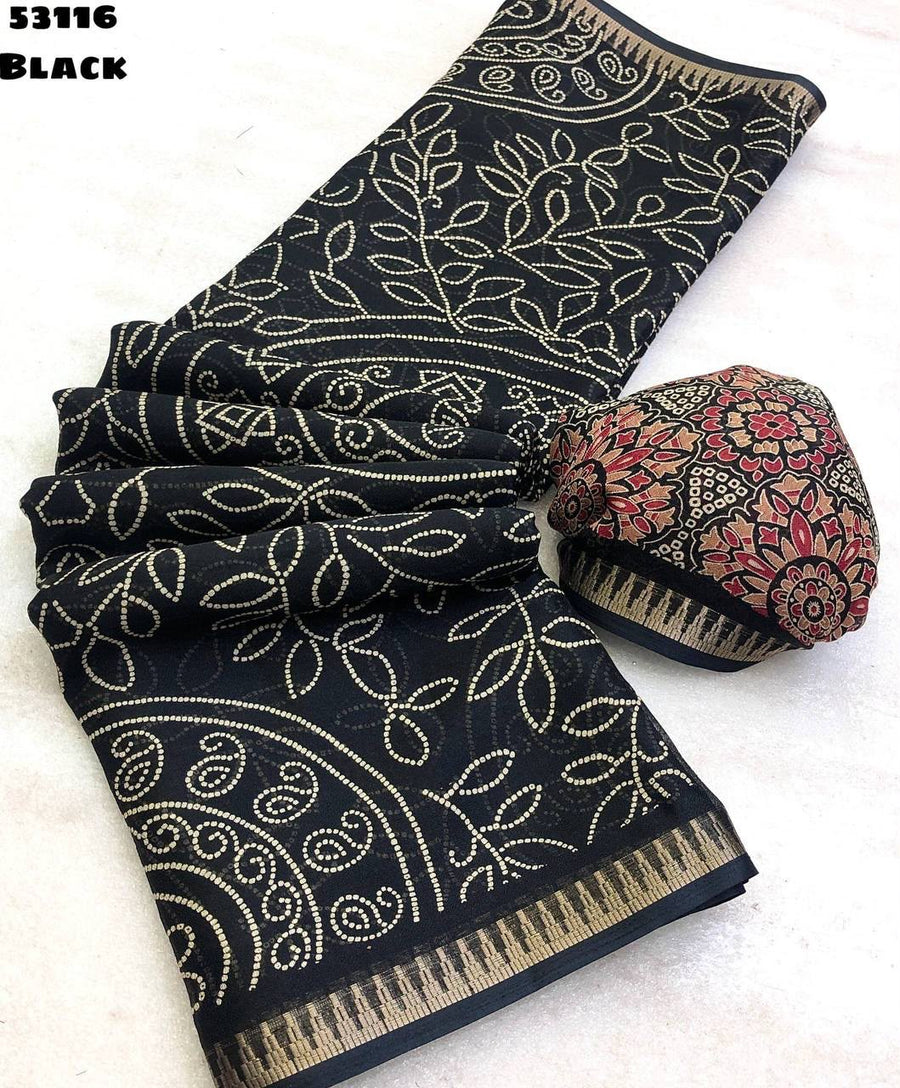 Elegant dull moss chiffon saree