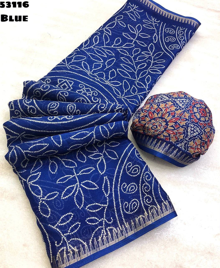 Elegant dull moss chiffon saree