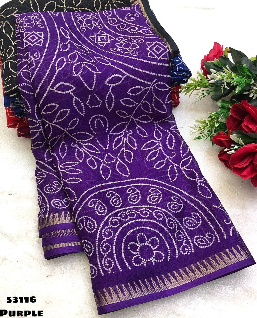 Elegant dull moss chiffon saree