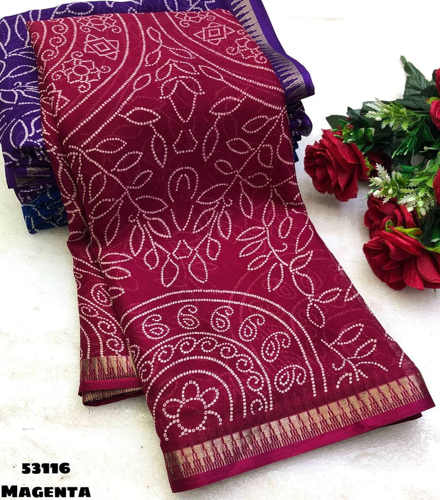 Elegant dull moss chiffon saree