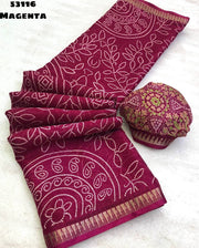 Elegant dull moss chiffon saree