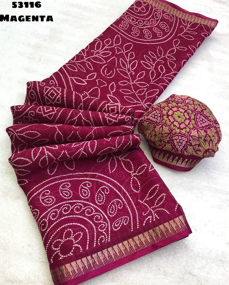 Elegant dull moss chiffon saree
