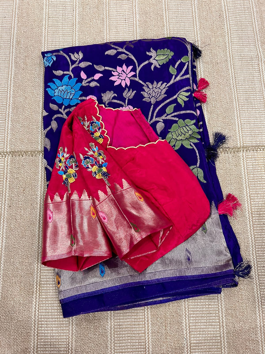 Pure HO crape jhamdani weaving saree