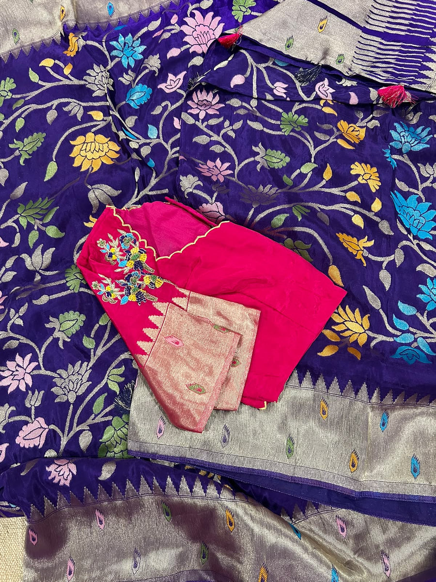 Pure HO crape jhamdani weaving saree