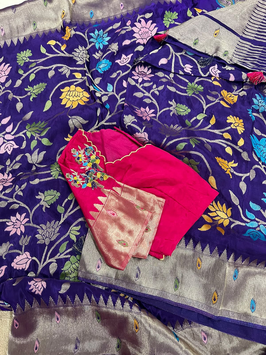 Pure HO crape jhamdani weaving saree